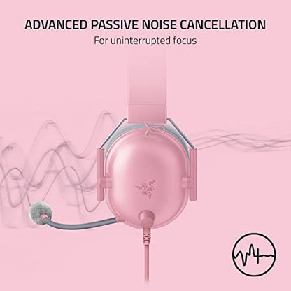 Razer BlackShark V2 X Gaming Headset, 50mm Drivers, Quartz Pink - color: Quartz Pink, size: 3.5 mm (Pack of 1), style: PC