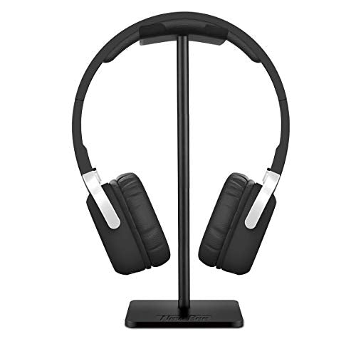 New Bee Headphone Stand Headset Holder Earphone Stand | Aluminum Supporting Bar Flexible Headrest ABS Solid Base for All Headphones Size (Black) - color: Black