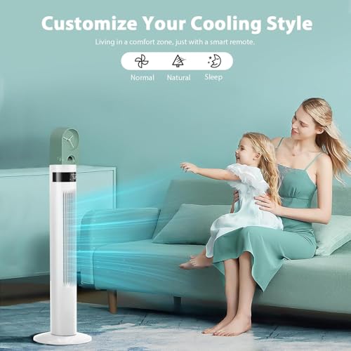 Antarctic Star Tower Fan 85°Oscillating Fan Quiet Cooling 12H Timer Remote Control Bladeless Electric 3 Speeds Wind 3 Modes, 35INCH, WHITE | 85° Oscillating, Quiet Remote Control Bladeless 3 Wind Mode 12H Timer for Bedroom Office - color: White, size: 35