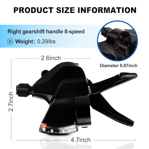 SL-M315-8R Bike Shift Lever,Bicycle Shift Lever - Right, Mountain Right Shifter Lever with Optical Gear Display | Bike shifter. Durable, ergonomic design. Compatible with mountain, road, folding bikes. Easy install. - color: SL-M315-8R