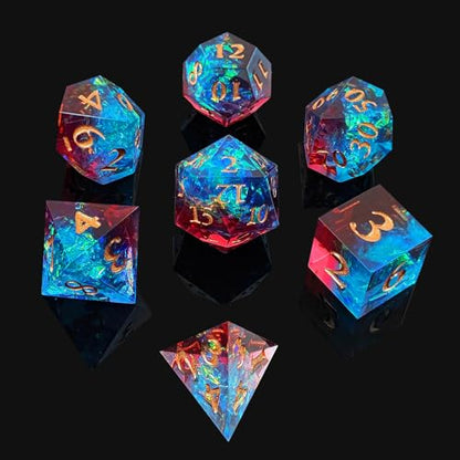 DND Dice Set, 7 Pcs Sharp Edge D&D Dice Polyhedral Resin Dice for Dungeons and Dragons RPG MTG Role Playing Table Games - color: Blue-3