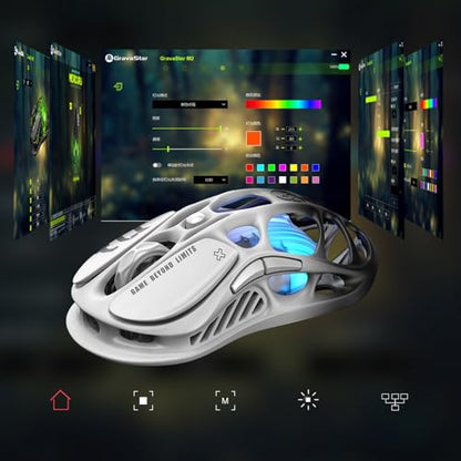 GravaStar Mercury M1 Pro Tri-Mode Wireless Gaming Mouse | Magnesium Alloy • Ergonomic Comfort • PAW3395 Sensor • 200H Battery • 5 Programmable Buttons - color: Gradient Black