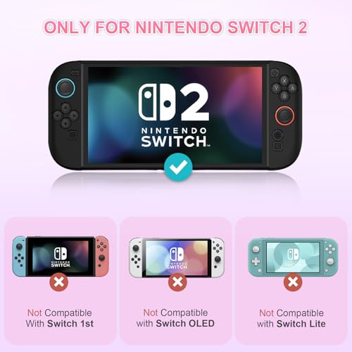 BOVKE Carrying Case for New 2025 Nintendo Switch 2, Switch 2 Protective Hard Travel Bag Holder with Extra Space for Joy-Con, Cables, Games Cartridges and Accessories, Fancy Pink Green - color: Fancy Pink Green