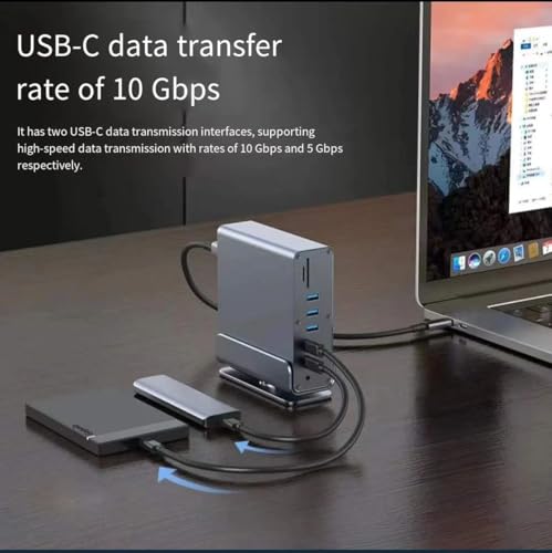 Docking Station for Asus TUF Gaming A17 A18 A15 A14 F15 F17 Dash 15 F15 Gaming Laptop,15-in-1 USB C with 360 ° Rotating Base, 2 * 4K HDMI and 1*DP, 10Gbps USB Port Transfer, RJ45, Audio, SD/TF