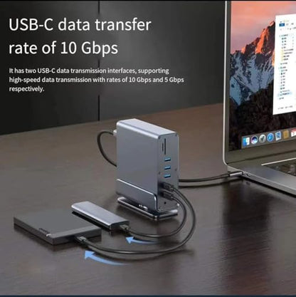 Docking Station for Asus TUF Gaming A17 A18 A15 A14 F15 F17 Dash 15 F15 Gaming Laptop,15-in-1 USB C with 360 ° Rotating Base, 2 * 4K HDMI and 1*DP, 10Gbps USB Port Transfer, RJ45, Audio, SD/TF