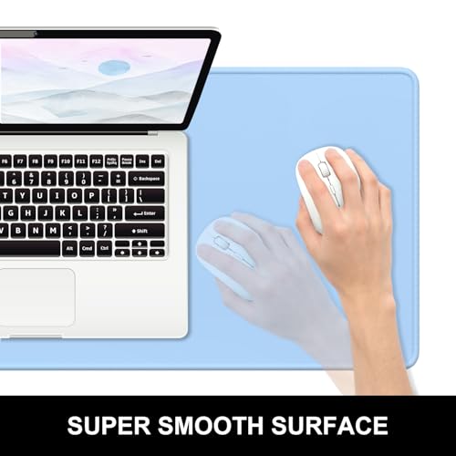 Hsurbtra Desk Pad, 23.6" x 13.8" Premium-Textured Desk Mat, Stitched Edge Anti-Slip Waterproof Rubber Mouse Pad, M Extended Computer Mat for Office Gaming Laptop Keyboard Sky Blue - color: Sky Blue, size: M Deskpad (23.6" x 13.8")