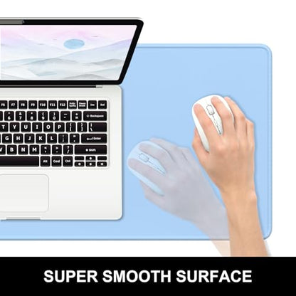 Hsurbtra Desk Pad, 23.6" x 13.8" Premium-Textured Desk Mat, Stitched Edge Anti-Slip Waterproof Rubber Mouse Pad, M Extended Computer Mat for Office Gaming Laptop Keyboard Sky Blue - color: Sky Blue, size: M Deskpad (23.6" x 13.8")