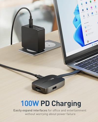 Cable Matters 4K@240Hz USB C to DisplayPort Hub, 100W Charging | DisplayPort 1.4, Foldable, 8K@60Hz HDR, Thunderbolt 4 Compatible, for MacBook/XPS/iPad/iPhone 17/16