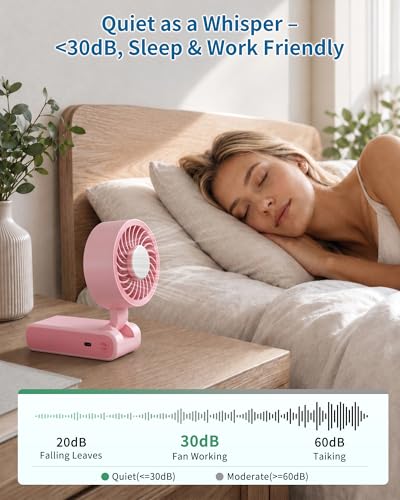 Portable Handheld Fan with Ice Cooling, 100 Speed Rechargeable Mini Desk Fan, Up to 12Hrs Cooling, Powerful Folding Personal Fan for Travel, Camping, Office (Pink) - color: Pink