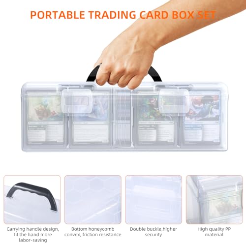 Trading Card Storage Box,Plastic Card Box Set of 14,Portable Sports Card Storage Boxes Holds 900+ Loose Cards, for Collectible Gaming Trading Cards(Cards Not Included)