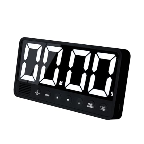 Digital Kitchen Timer - 7.1” Extra Large Display LED Magnetic Rechargeable Countdown/Up Timer, w/6 Alarms 4 Levels Volume Memory Function for Cooking, Classroom, Office, Home Gym(Black) - color: Black