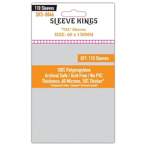 Sleeve Kings Standard Card Sleeves – 110 Count, Clear 60 Micron Thickness, Large Size (60 x 130 mm) – SKU: SKS-8846 - size: 60 x 130 mm, style: 9XL