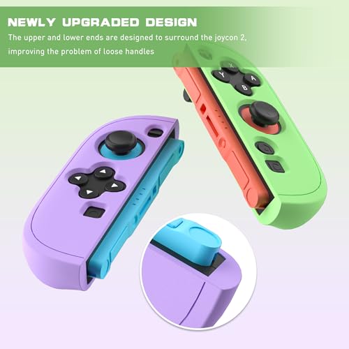 PAWDIARY Silicone Switch 2 Controller Grip Case, Frosted Protective Cover Skin for Nintendo Switch 2 Controller Handheld, [2 Pieces] Comfort Softshell and 2 Thumb Caps - Purple&Green - color: Purple-Green