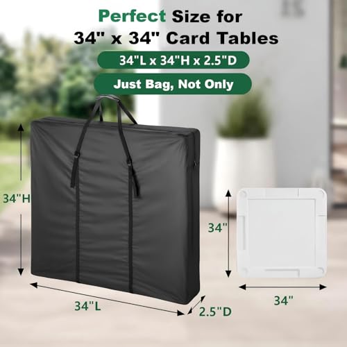 34" Folding Card Table Storage Bag, Carry Case for Square Card Table | Storage Bag for Mahjong/Camping/Party Table, Waterproof Dustproof Protective Cover - Black 34 x 34 x 2.5 Inch - size: 34" x 34" x 2.5"