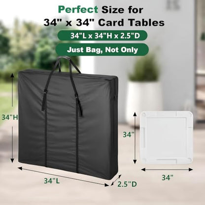 34" Folding Card Table Storage Bag, Carry Case for Square Card Table | Storage Bag for Mahjong/Camping/Party Table, Waterproof Dustproof Protective Cover - Black 34 x 34 x 2.5 Inch - size: 34" x 34" x 2.5"