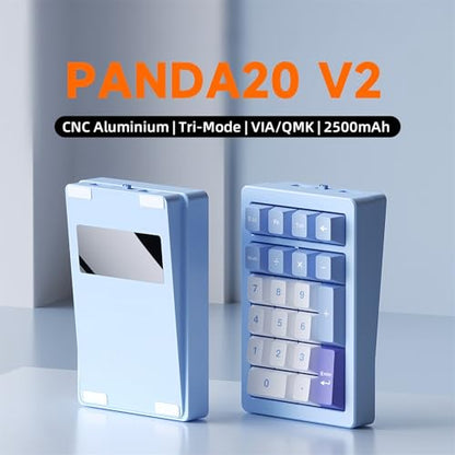 PANDA20 Mechanical Number Pad,VIA/QMK Programmable Macro Numpad Aluminum CNC Hot Swappable Gasket Wireless Numeric Keypad BT5.0/2.4Ghz/USB-C RGB Gaming Keypad for Laptop/PC (Silver) - color: Silver