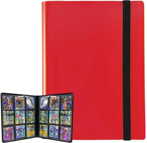 Trading Card Binder Holder, 9 Pocket Cards Album Sleeves for Baseball Yugioh MTG TCG Cards, Collection Card Best Protection, 20 Pages Put up to 360 Cards (Red) - color: Red, size: 360-Pockets