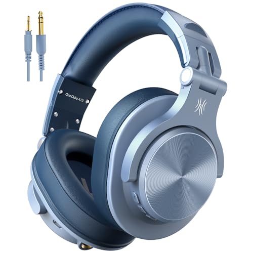 OneOdio A70 Bluetooth Over Ear Headphones, Wireless Headphones w/ 72H Playtime, Hi-Res, 3.5mm/6.35mm Wired Audio Jack for Studio Monitor & Mixing DJ Guitar AMP, Computer Laptop PC Tablet - Sky Blue - color: Sky Blue