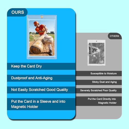 20 Pack 35pt Sleeved Card Magnetic Holders with 30 Soft Sleeves | Sleeved Cards Insert Into Holders for Dual Protection, UV Protection, Scratch Resistant, Fits Standard Trading Cards - size: 35PT Card Holder20ct + Soft Sleeves30ct