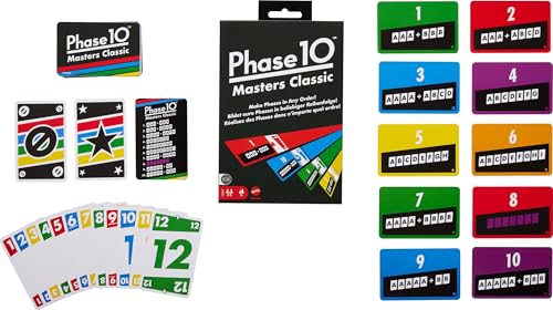 Mattel Games Phase 10 Masters Classic Card Game Including 60 Phase Target Cards that Can Be Played in Any Order for 2 to 6 Players - style: Phase 10 Masters