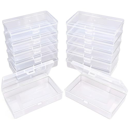 12 Pack Rectangular Clear Plastic Storage Containers | 5.3 x 3.1 x 1.18 inch, Hinged Lid, For Beads and Small Craft Items - size: 5.3 x 3.1 x 1.18 inch