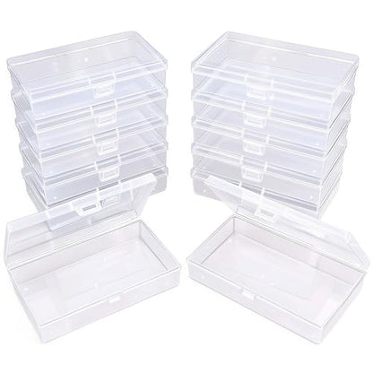 12 Pack Rectangular Clear Plastic Storage Containers | 5.3 x 3.1 x 1.18 inch, Hinged Lid, For Beads and Small Craft Items - size: 5.3 x 3.1 x 1.18 inch