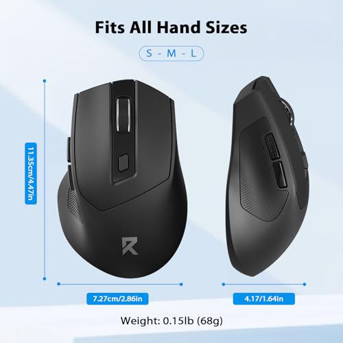 Redragon Ergonomic 2.4G Wireless Mouse for Laptop and Chromebook | Up to 24-month battery life, 5 DPI levels up to 4000, 6 buttons, auto sleep, plug-and-play, anti-sweat grip, 12-mo warranty
