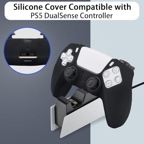 Baval Silicone Cover for Playstation 5 PS5 DualSense Wireless Controller | Scratch-resistant, Easy install, Silicone Construction, Portable Carrying Silicone Cover, Blacke Silicone Cover - color: Black Silicone Cover