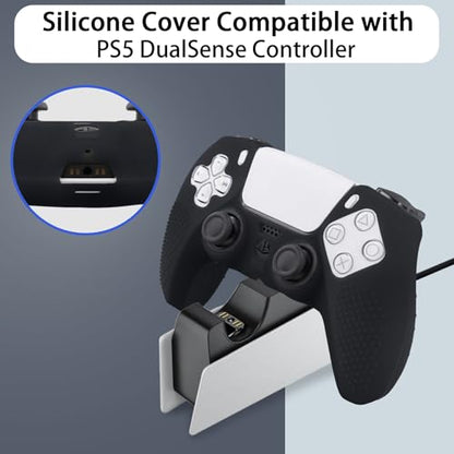 Baval Silicone Cover for Playstation 5 PS5 DualSense Wireless Controller | Scratch-resistant, Easy install, Silicone Construction, Portable Carrying Silicone Cover, Blacke Silicone Cover - color: Black Silicone Cover