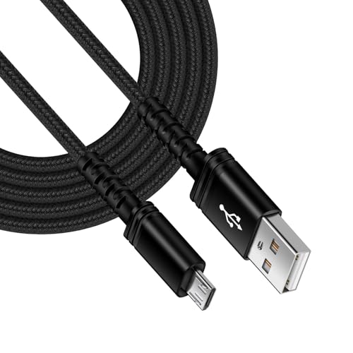 [1Pack-6FT] Micro USB to USB A Cable Android Chargers, Fast Charging Long | Droid Micro Phone Braided Power Cord for Galaxy J7 J3 J8 S7 S6 S5 S4, PS4, Kindle Fire 7 8 10, Android Chords - color: Black, style: Micro USB Cable