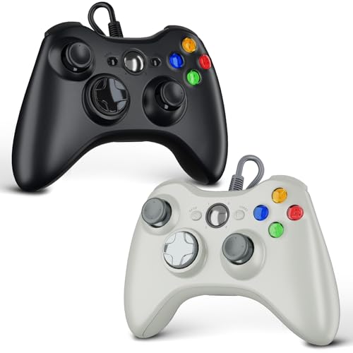 Zamia 2 Pack Wired Controller for Xbox 360, Compatible with xbox 360/PC Windows 10/8/7, with Upgraded Joystick, Double Vibration, 2.5mm headphone Jack