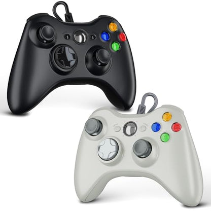 Zamia 2 Pack Wired Controller for Xbox 360, Compatible with xbox 360/PC Windows 10/8/7, with Upgraded Joystick, Double Vibration, 2.5mm headphone Jack