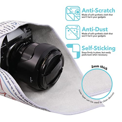 Foto&Tech Flexible Magic Cloth Wrapper, Anti-Scratch Camera Lens Book Wrap Travel Case, Compatible with DSLR Camera Lens Laptop Smartphone Tablet Gaming Consoles - color: White, size: 16.50 x 16.50 Inch