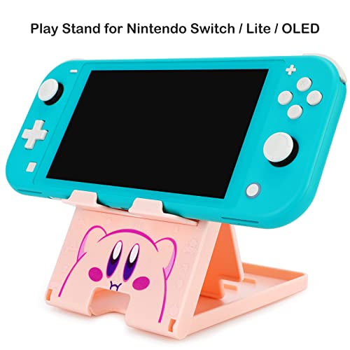 Tscope Cute Switch Stand, Compact Foldable Multi-Angle Adjustable Playstand Bracket, Portable Desktop Holder for Nintendo Switch/Switch 2 / Lite/OLED (Pink) - color: Pink