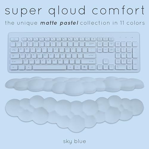 Blue Cloud Keyboard Wrist Rest – Create-ables Qloud Blue Wrist Rest for Computer Keyboard and Mouse, Ergonomic Memory Foam Wrist Pad with Non-Slip Base, Includes Cloud Mouse Pad - color: 07 Light Blue