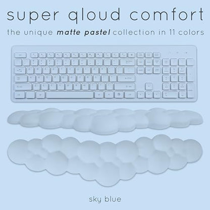 Blue Cloud Keyboard Wrist Rest – Create-ables Qloud Blue Wrist Rest for Computer Keyboard and Mouse, Ergonomic Memory Foam Wrist Pad with Non-Slip Base, Includes Cloud Mouse Pad - color: 07 Light Blue