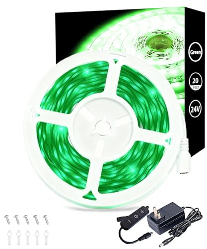Green Led Lights Strip Halloween Decorations Indoor Rope Lights Easy DIY Cuttable Strip Lights for Room Bathroom Living Room Kitchen Ceiling Wall Vanity Mirror Decor - color: Green, size: 20 FT