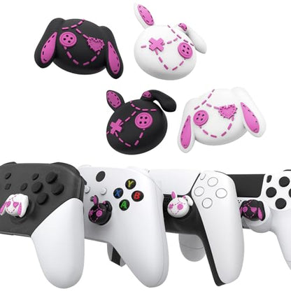 PlayVital Cute Thumb Grip Caps for ps5/ps5 Edge Controller, Joystick Caps for Switch 2 Pro/Switch Pro Controller, Thumbstick Cover for Xbox Series X/S, Elite Series 2, Xbox One - Lovely Punky Bunnies - color: Lovely Punky Bunnies