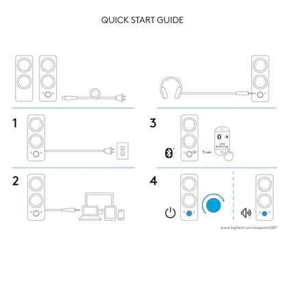 Logitech Z207 2.0 Stereo Computer Speakers with Bluetooth | 10 Watts peak power, active drivers with passive radiators, 3.5 mm input and headphone jack, ideal for PC setups - size: 9.5"x3.5"x4.9"
