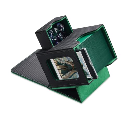 Mage Tech Card Deck Box for MTG Commander - Patented Design, Commander Display, Fits 100 Double-Sleeved Cards, 35pt Card Brick & Dice Tray - Black/Green - color: 2. Veil (Black/Green)