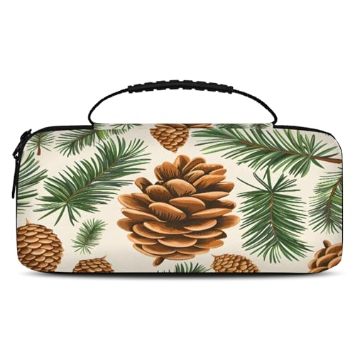 Adornori Pinecone Carry Case Compatible with Nintendo Switch 2, with 20 Games Cartridges, Botanical Leaf Pinecone Print Portable Travel Carrying Case Pouch for Accessories & Games - color: Multicolor 19