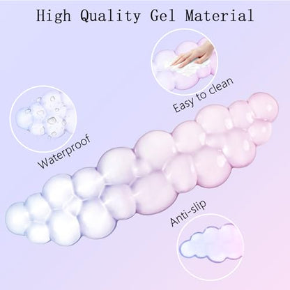 Gel Cloud Wrist Rest Keyboard Clear Mouse Pad with Wrist Rest Set 3PCS Ergonomic Acrylic Coaster Non-Slip Base Cute Transparent Cool Wrist Pad for Keyboard and Mouse Computer Gradient Pink Blue - color: 3pcs Gel Blue Pink