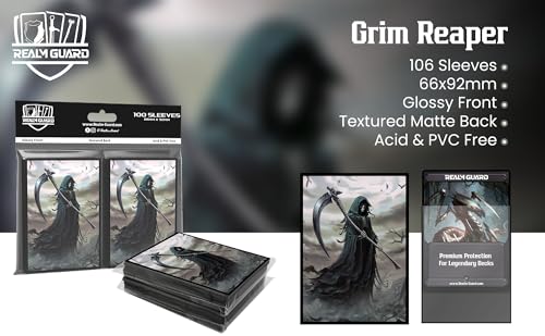 (Grim Reaper) 100% Hand-Drawn 100ct Textured Matte TCG/MTG Card Art Sleeves by Realm Guard - style: Art Sleeves