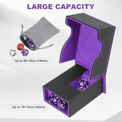 Dice Roller Tower, Magnetic Dice Tray for Rolling, Foldable Leather Dice Organizer Tower Fits for Dungeons & Dragons, MTG DM and Player, Black & Purple - color: Black & Purple, style: Style A