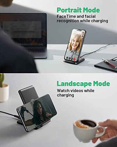 INIU Wireless Charger, 15W Fast Wireless Charging Station with Sleep-Friendly Adaptive Light Compatible with iPhone 17 16 15 14 13 12 Pro Max Samsung Galaxy S25 S24 S23 Note 20 Google etc - color: Black