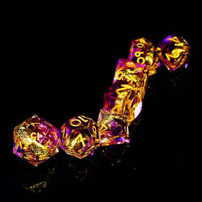 Ring DND Dice Set, 7 Pcs Magic Lord Ring DND Dice Resin Sharp Edge D&D Dice for Dungeons and Dragons RPG Role Playing Games