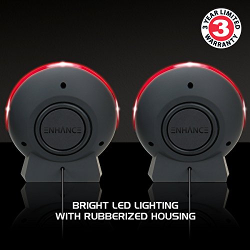 ENHANCE SL2 USB Gaming Speakers for PC with LED Red Light, 3.5mm Wired Connection and in-Line Volume Control, 2.0 Stereo Sound System - USB Computer Speakers for Monitor, Laptop, PC - color: Red