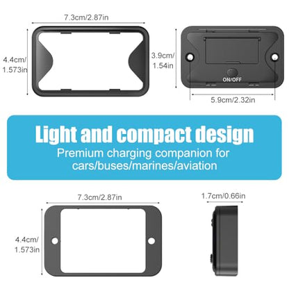 78W 4 Port 12V USB Outlet Wall Mount, Dual 36W PD & Dual 18W QC3.0 Lightweight Surface Mount Charger Socket Panel with Button Switch for Bus RV Truck Marine Golf Cart