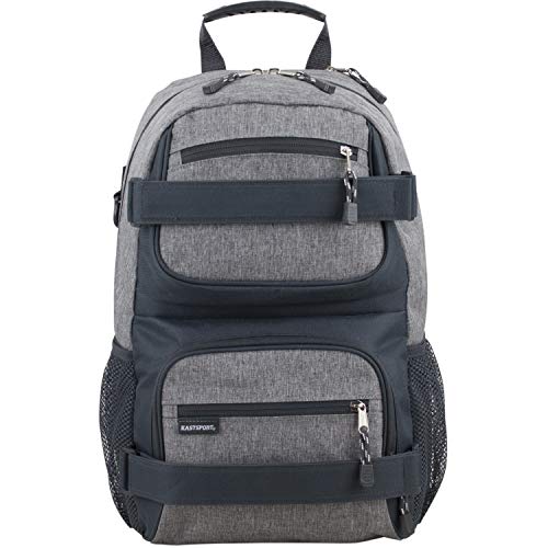 Eastsport Travel Skateboard Backpack Double Strap Laptop Bag Multi-Sport Design for Men and Women, Graystone Chambray - color: Graystone Chambray