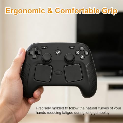 Protective Case for 2026 Steam Controller 2 Accessories, Soft Silicone Cover with Comfort Grip Black Shell Skin, Ergonomic Design Snug Fit Anti-Slip Shockproof Case Cover with Full Protection